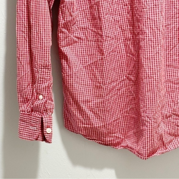 KANGOL Men's Red Plaid Button Down Up Sleeve Shirt Pocket Logo Size Large - Picture 6 of 7